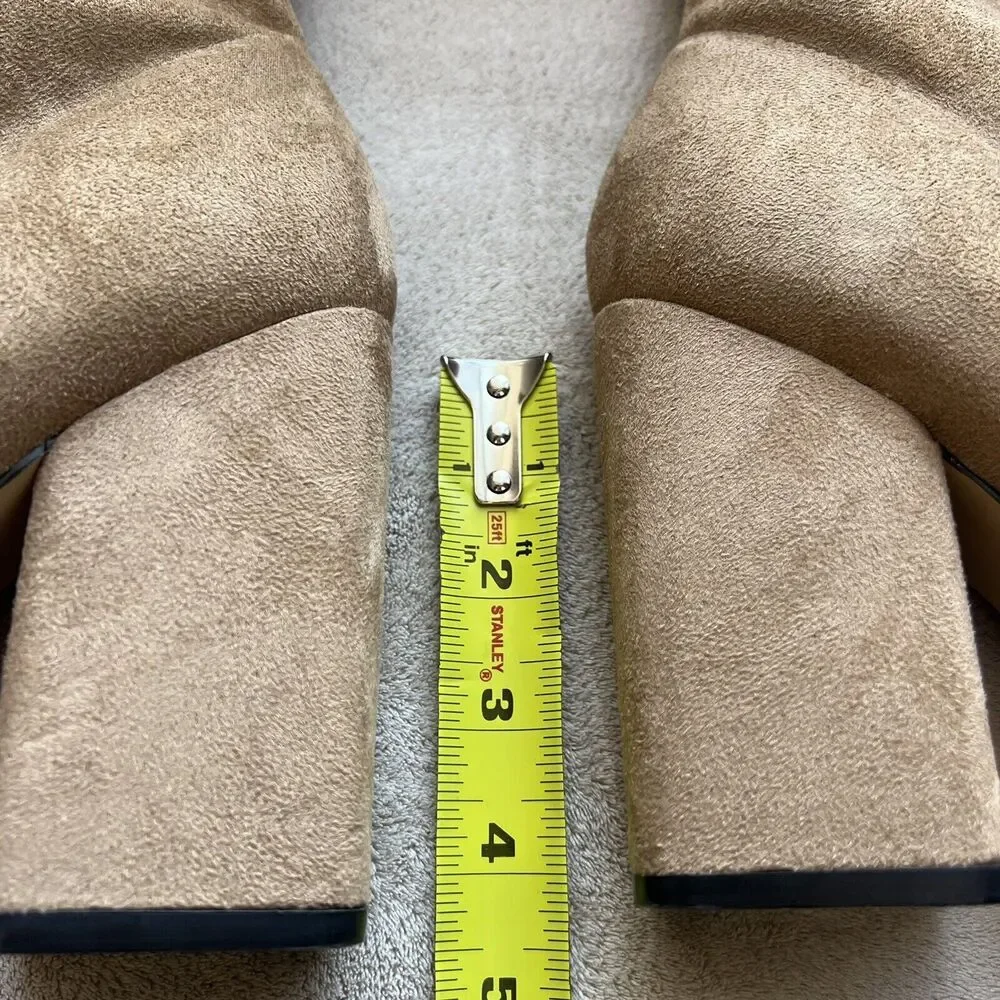 Marc Fisher LTD Larry Sock Ankle Boot Women 9 M Tan Faux Suede Pointed Toe Block